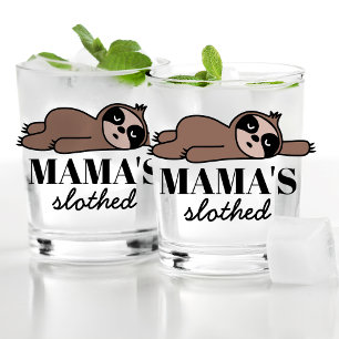 Funny Drunk Sloth Gift For Mum Who Loves Drinking Whiskey Glass