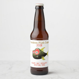Funny Drunken Fish Custom Beer Label