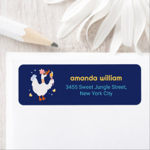 Funny Duck Bath Rubber Baby Shower Return Address Label
