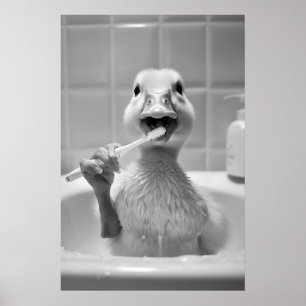Funny Duck Bathroom Print Vintage Style Animal