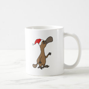Funny Duck-billed Platypus in Santa Hat Christmas Coffee Mug