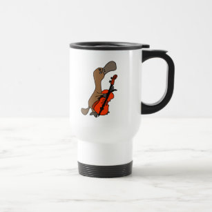 Funny Duck-billed Platypus playing Cello Music Travel Mug