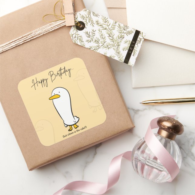 Funny Duck Birthday Sticker – Personalised Gift (Gifting)