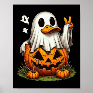Funny Duck Boo Halloween Ghost Womens Mens Kids Poster