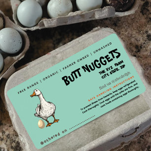 Funny Duck Butt Nuggets Egg Carton Label