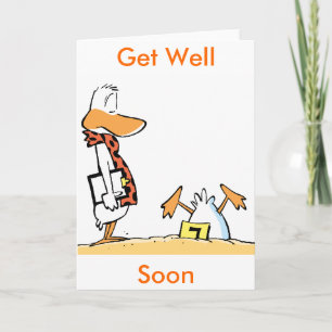 Funny Duck Cartoon Get Well Soon Card