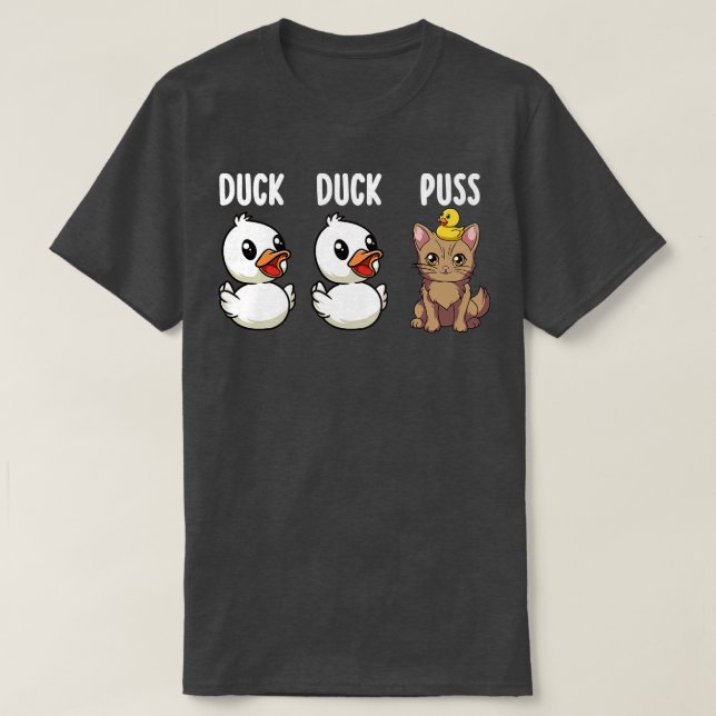 Funny Duck Cat Pun Meme Men Women Kids Funny Duck  T-Shirt (Design Front)