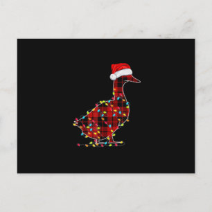 Funny Duck Christmas Light Red Plaid Matching Announcement Postcard