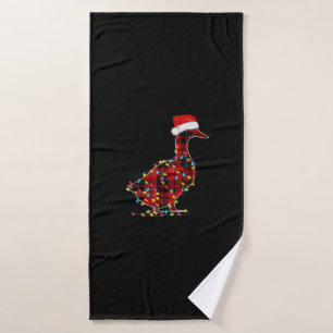 Funny Duck Christmas Light Red Plaid Matching Bath Towel