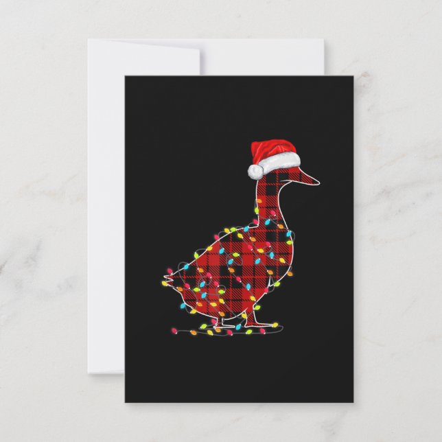 Funny Duck Christmas Light Red Plaid Matching Invitation (Front)