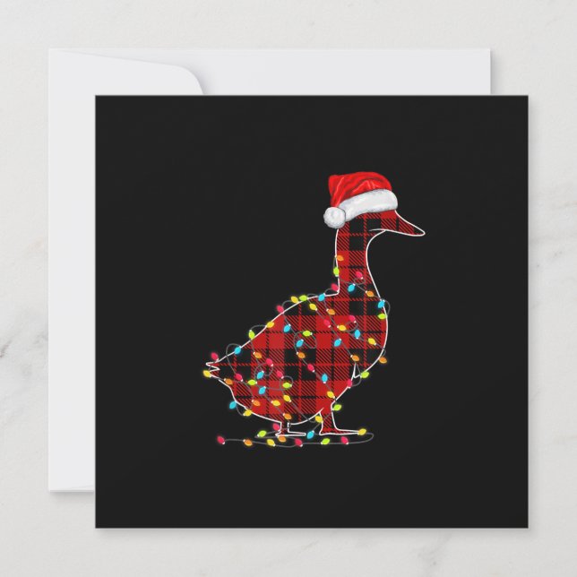 Funny Duck Christmas Light Red Plaid Matching Invitation (Front)