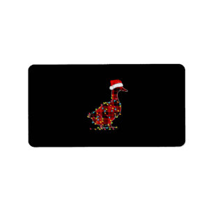 Funny Duck Christmas Light Red Plaid Matching Label