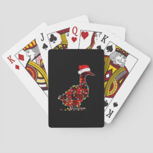 Funny Duck Christmas Light Red Plaid Matching Playing Cards