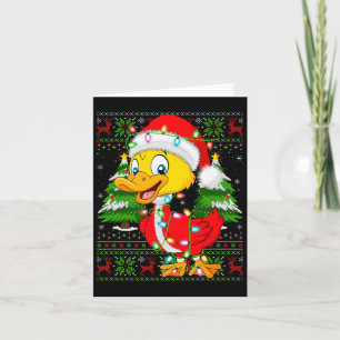 Funny Duck Christmas Lights Santa Costume Ugly Xma Card