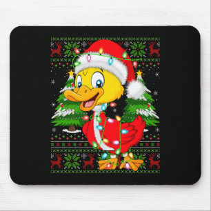Funny Duck Christmas Lights Santa Costume Ugly Xma Mouse Pad