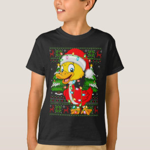 Funny Duck Christmas Lights Santa Costume Ugly Xma T-Shirt