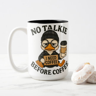 Funny Duck Coffee Lover Cute Cartoon Graphic Two-Tone Coffee Mug