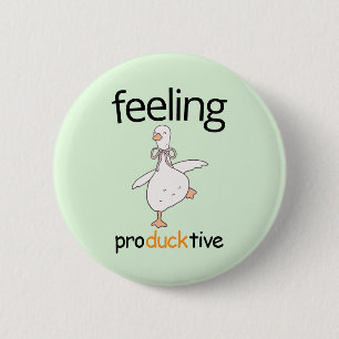 Funny Duck Custom Text Feeling Producktive Blue 6 Cm Round Badge