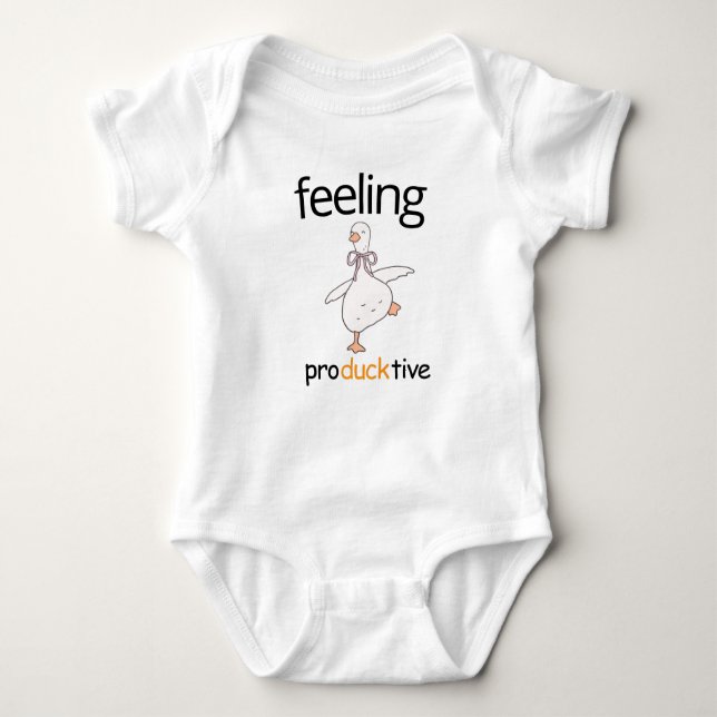 Funny Duck Custom Text Feeling Producktive Blue Baby Bodysuit (Front)