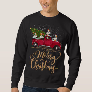 Funny Duck Driving Christmas Tree Red Truck Duck C Sweatshirt