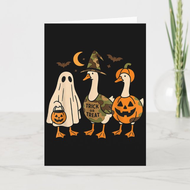 Funny Duck Duck Boo Halloween Costume Duck  Card (Front)