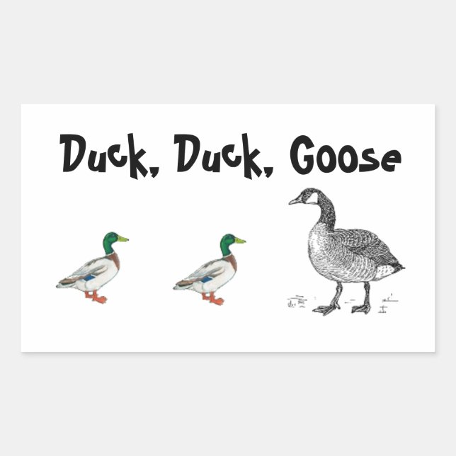 Funny Duck Duck Goose Cartoon, Kids Game Pun Rectangular Sticker (Front)