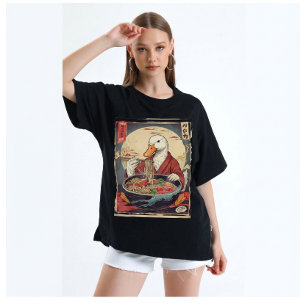 Funny Duck Eating Ramen Japanese for students  T-Shirt