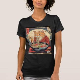 Funny Duck Eating Ramen Japanese Ukiyo-e Style T-Shirt