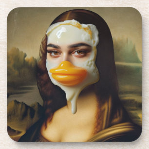 Funny Duck Face Egg Mona Coaster