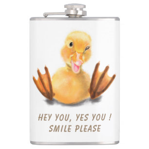 Funny Duck Flask Smile - Custom Text