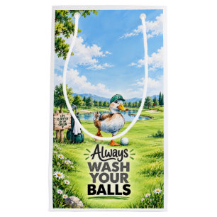 Funny Duck Golfer Always Wash Your Balls Small Gift Bag