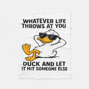 Funny Duck Graphic Men Women Funny Quote  Fleece Blanket