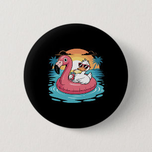 Funny Duck Hawaiian Flamingo Float Beach Summer Va 6 Cm Round Badge