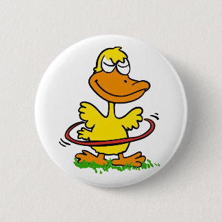 Funny duck hula hoop | Choose background colour 6 Cm Round Badge