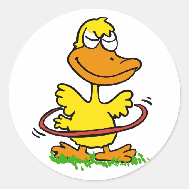 Funny duck hula hoop | Choose background colour Classic Round Sticker (Front)