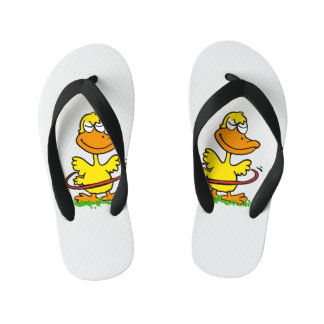 Funny duck hula hoop | Choose background colour Kid's Thongs