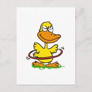 Funny duck hula hoop   Choose background colour Postcard