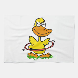 Funny duck hula hoop   Choose background colour Tea Towel