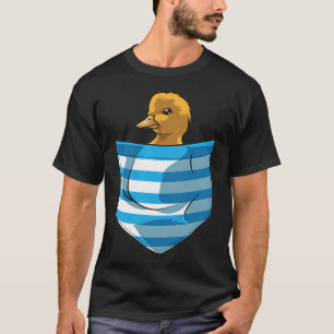 Funny Duck In A Pocket Cute Duckling Animal black T-Shirt