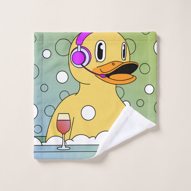 Funny Duck in Bubbles Washcloth  Wash Cloth (Wash Cloth)