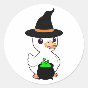 Funny Duck is a witch Classic Round Sticker