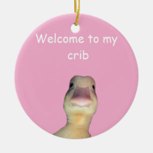 Funny Duck Meme – “Welcome to My Crib” Cute Animal Ceramic Ornament