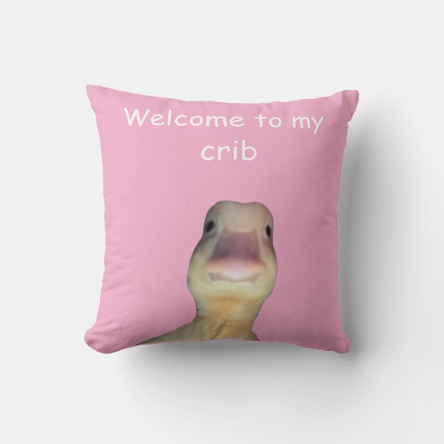 Funny Duck Meme – “Welcome to My Crib” Cute Animal Cushion (Front)