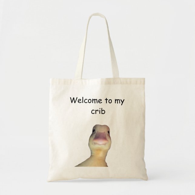 Funny Duck Meme – “Welcome to My Crib” Cute Animal Tote Bag (Front)