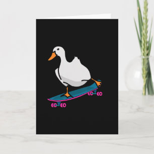 Funny Duck On Skateboard Skateboarding Longboard  Card