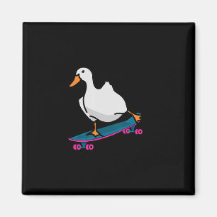 Funny Duck On Skateboard Skateboarding Longboard  Magnet