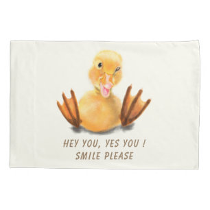 Funny Duck Pillow Case Smile - Custom Text