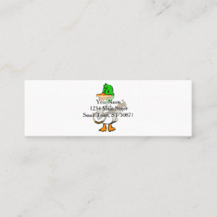 Funny duck playing banjo   choose background color mini business card
