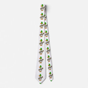 Funny duck playing banjo   choose background colou tie