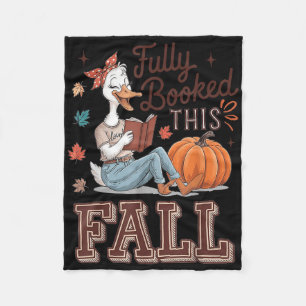 Funny Duck Reading Pumpkin Fully Booked This Fall  Fleece Blanket